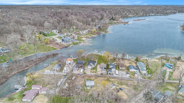 66100 Dolans Ave, Vandalia, MI 49095 - birds eye view of property featuring a view of trees, a residential view, and a water view