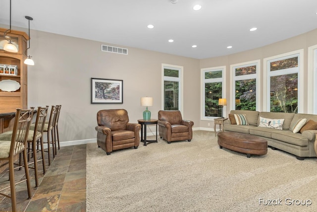 17180 Shore Oaks W Ln, Holland, MI 49424 - living room with recessed lighting and stone finish floors