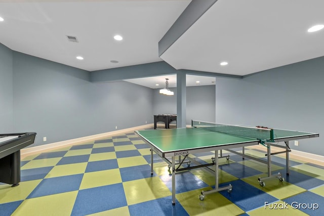 17180 Shore Oaks W Ln, Holland, MI 49424 - rec room featuring pool table, recessed lighting, and tile patterned floors