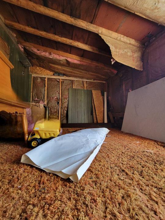 view of unfinished attic