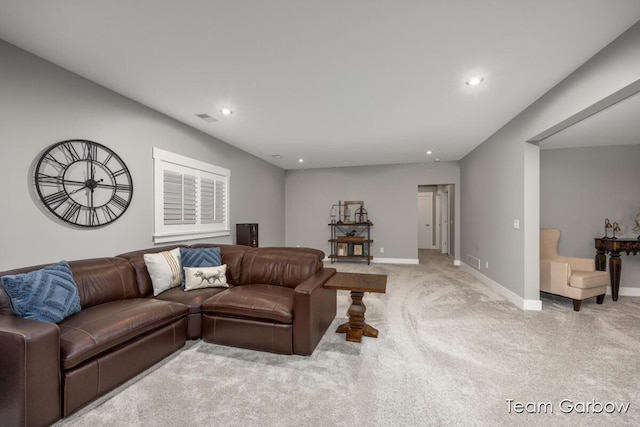 8393 Woodhaven Dr SW Unit 01, Byron Center, MI 49315 - carpeted living room with recessed lighting, visible vents, and baseboards
