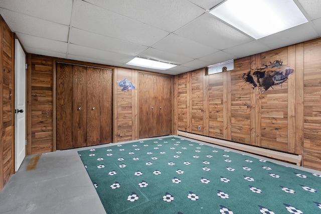 419 Larkspur Ave, Portage, MI 49002 - finished below grade area with a paneled ceiling and wood walls