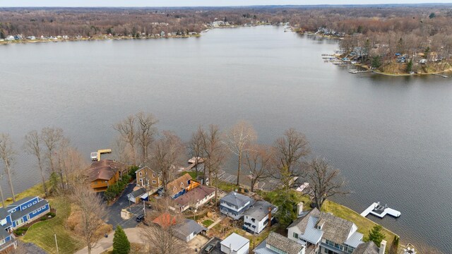 5505 Lakewood Dr, Coloma, MI 49038 - birds eye view of property with a forest view, a water view, and a residential view