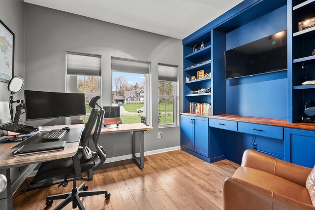 5849 Gavin Ln, Kalamazoo, MI 49009 - office area with built in study area, light wood-style flooring, and baseboards
