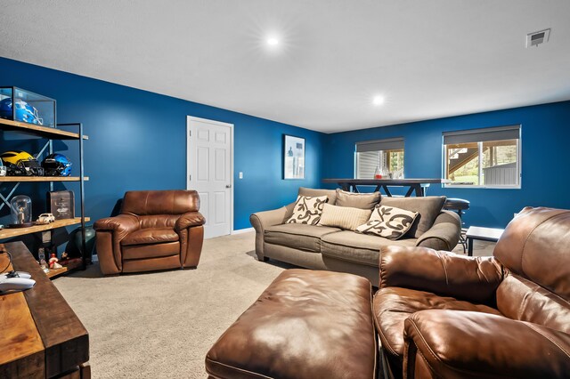 5849 Gavin Ln, Kalamazoo, MI 49009 - living area with baseboards, recessed lighting, visible vents, and carpet