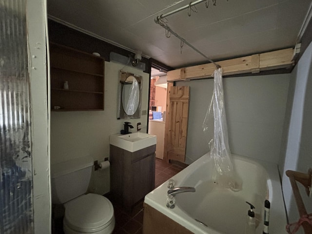 215 E Liberty Rd, Cement City, MI 49233 - bathroom with vanity, tile patterned flooring, and toilet