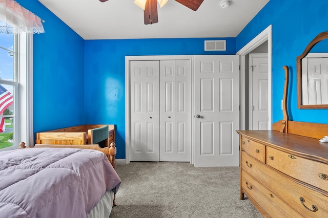 51441 Jordan St, Paw Paw, MI 49079 - bedroom with carpet flooring, a closet, and ceiling fan