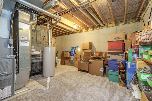 51441 Jordan St, Paw Paw, MI 49079 - unfinished basement featuring gas water heater and heating unit