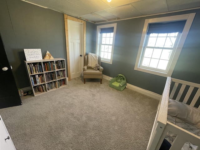 sitting room featuring carpet floors