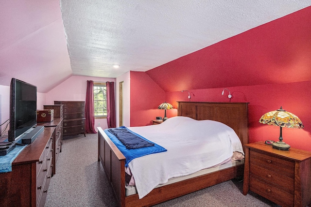 3175 Kalmbach Rd, Grass Lake, MI 49240 - bedroom with lofted ceiling, a textured ceiling, and carpet