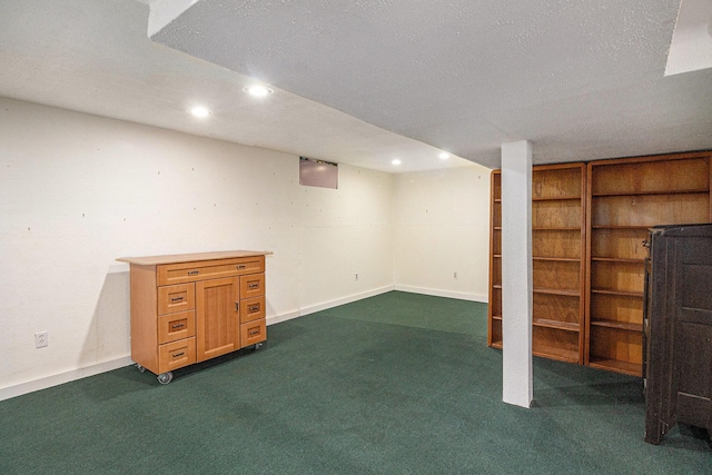 3175 Kalmbach Rd, Grass Lake, MI 49240 - finished below grade area with carpet flooring, recessed lighting, baseboards, and a textured ceiling