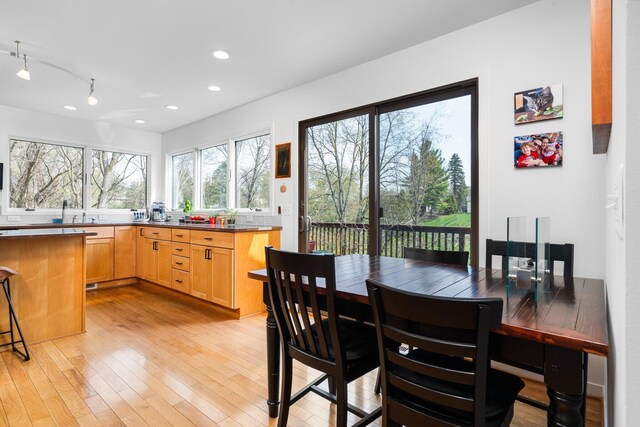 4138 W Loch Alpine Dr, Ann Arbor, MI 48103 - dining room with light wood-type flooring and recessed lighting