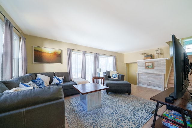 living area featuring wood finished floors