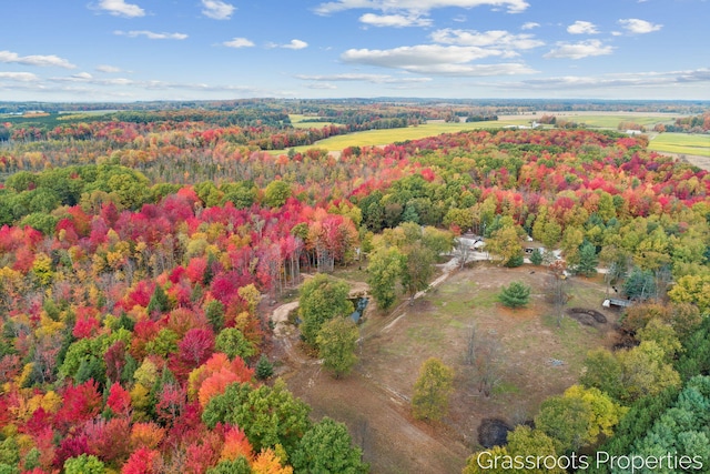 bird's eye view featuring a forest view