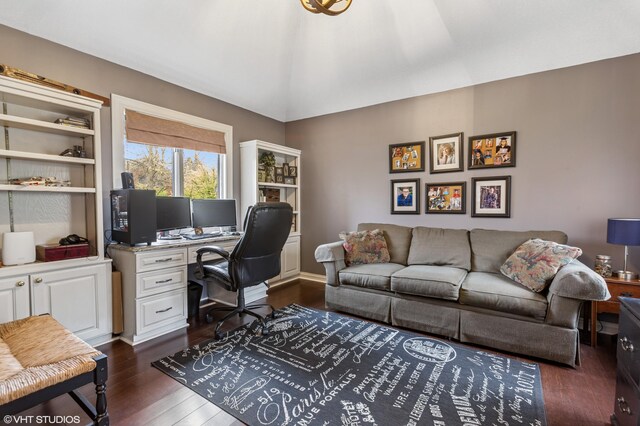 1888 Boardwalk, Saint Joseph, MI 49085 - home office featuring vaulted ceiling and dark wood-style flooring