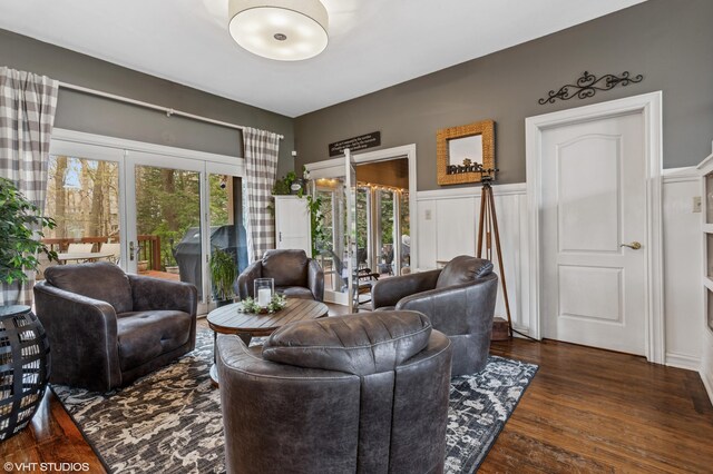 1888 Boardwalk, Saint Joseph, MI 49085 - living area featuring wainscoting, french doors, wood finished floors, and a decorative wall