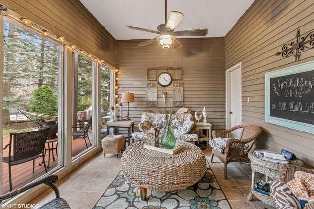 1888 Boardwalk, Saint Joseph, MI 49085 - sunroom / solarium with outdoor lounge area, a wealth of natural light, and ceiling fan