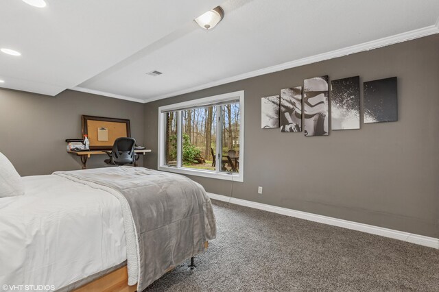1888 Boardwalk, Saint Joseph, MI 49085 - carpeted bedroom featuring baseboards, visible vents, recessed lighting, and ornamental molding