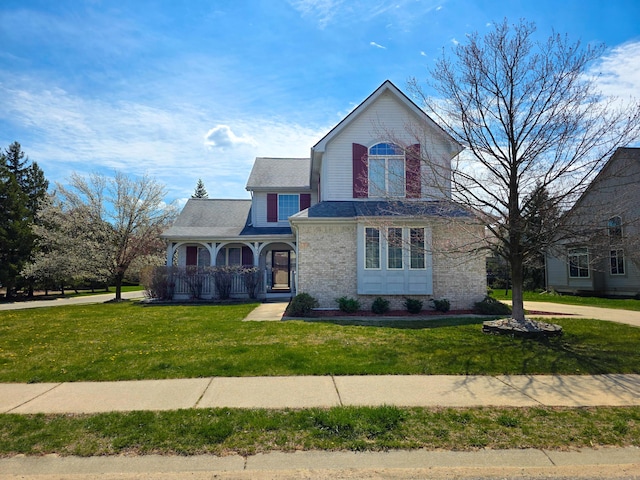 5795 Versailles Ave, Ann Arbor, MI 48103 - traditional-style house with brick siding, a porch, and a front yard