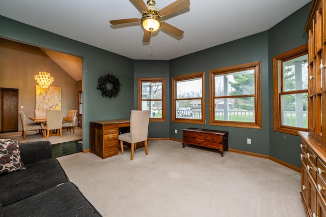 4569 Terra Ln, Saint Joseph, MI 49085 - carpeted office space featuring healthy amount of natural light, a chandelier, and baseboards