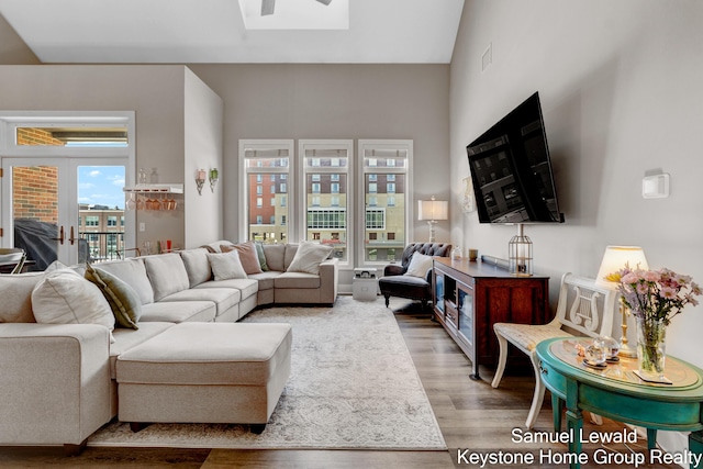 430 Union Ave NE Unit 303, Grand Rapids, MI 49503 - living area with a skylight and wood finished floors