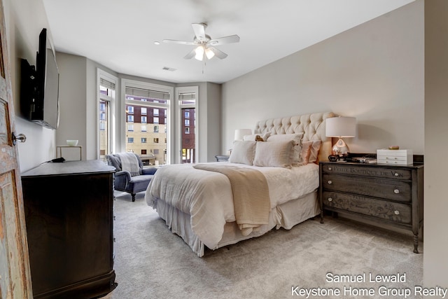 430 Union Ave NE Unit 303, Grand Rapids, MI 49503 - bedroom featuring light colored carpet, ceiling fan, and visible vents