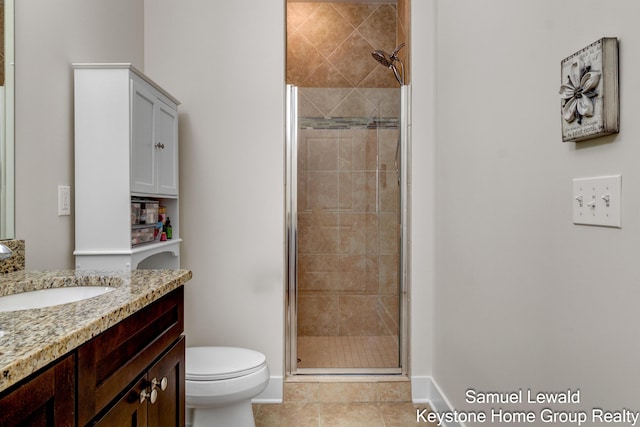 430 Union Ave NE Unit 303, Grand Rapids, MI 49503 - bathroom with a shower stall, tile patterned floors, toilet, vanity, and baseboards