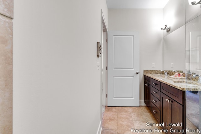 430 Union Ave NE Unit 303, Grand Rapids, MI 49503 - bathroom with tile patterned floors, baseboards, a sink, and double vanity