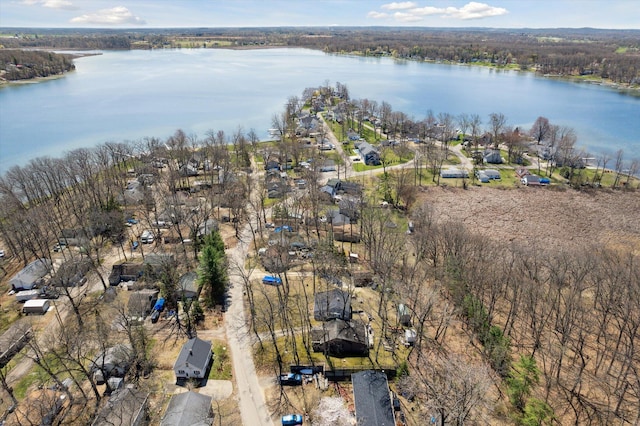 bird's eye view featuring a residential view and a water view