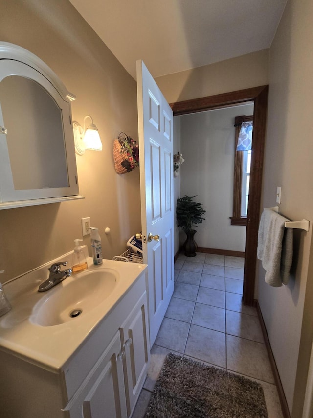 101 N Lewis St, Saline, MI 48176 - bathroom with vanity and tile patterned flooring