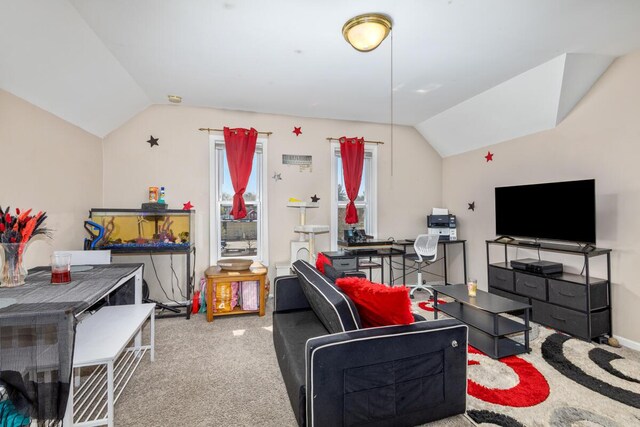 442 Emerald Ave NE, Grand Rapids, MI 49503 - carpeted living area featuring vaulted ceiling