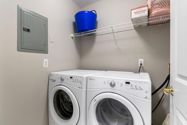 2777 Barclay Way, Ann Arbor, MI 48105 - washroom with electric panel and washing machine and dryer