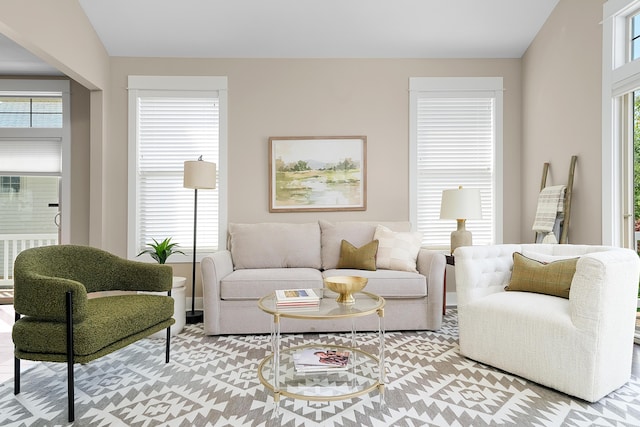 living room featuring a healthy amount of sunlight
