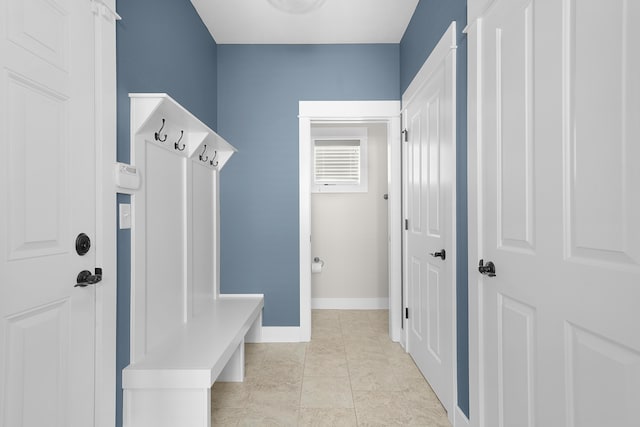 mudroom with baseboards