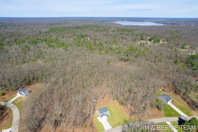 birds eye view of property with a forest view