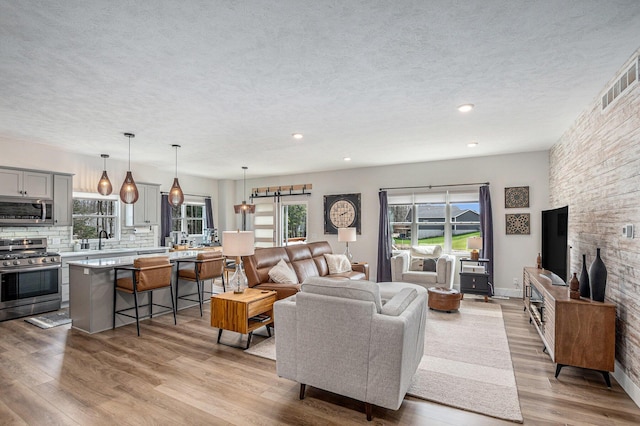 2537 Odawa Trl, Muskegon, MI 49444 - living area with a wealth of natural light, light wood-style flooring, and a textured ceiling