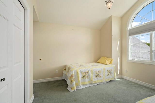 1280 Sylvan Rd, Chelsea, MI 48118 - bedroom featuring lofted ceiling, baseboards, and carpet flooring