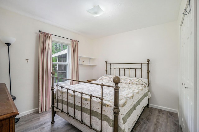 53746 Stevens Ln, Three Rivers, MI 49093 - bedroom featuring wood finished floors, baseboards, and a closet