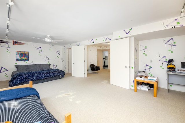 1060 Chestnut St, Ann Arbor, MI 48104 - carpeted living area featuring a ceiling fan