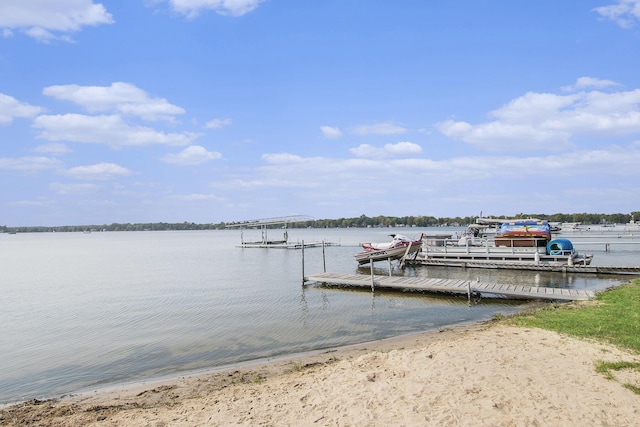 view of dock featuring a water view