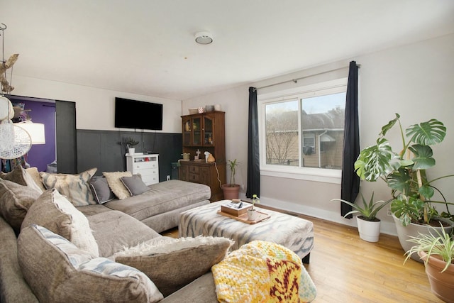 living room featuring light wood-type flooring