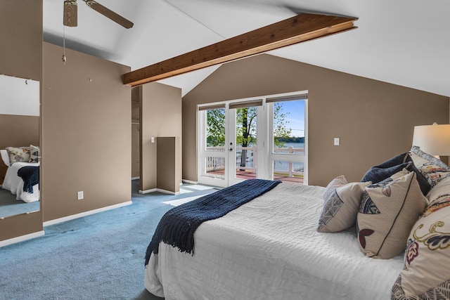 150 Hyde Rd, Clarklake, MI 49234 - bedroom with access to exterior, carpet floors, baseboards, and a ceiling fan