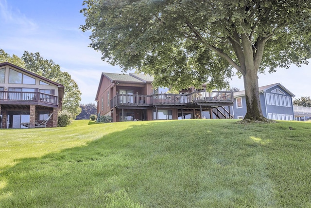 view of yard featuring a deck