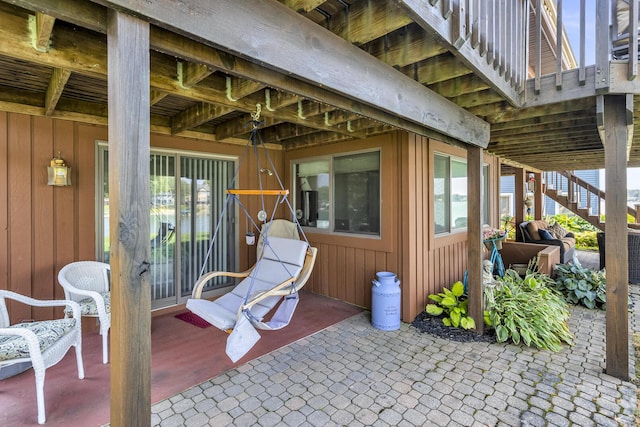 view of patio with stairs