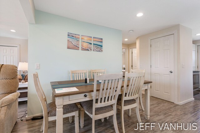7848 W Minising Point Dr, Baldwin, MI 49304 - dining area with recessed lighting, baseboards, and wood finished floors