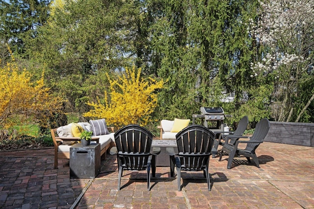 view of patio featuring an outdoor living space