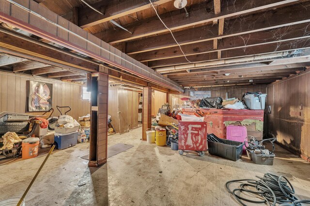 15885 Indiana St, Detroit, MI 48238 - unfinished basement featuring wood walls