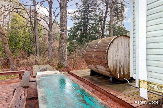 5495 N Karley Ct, Luther, MI 49656 - view of swimming pool with a wooden deck