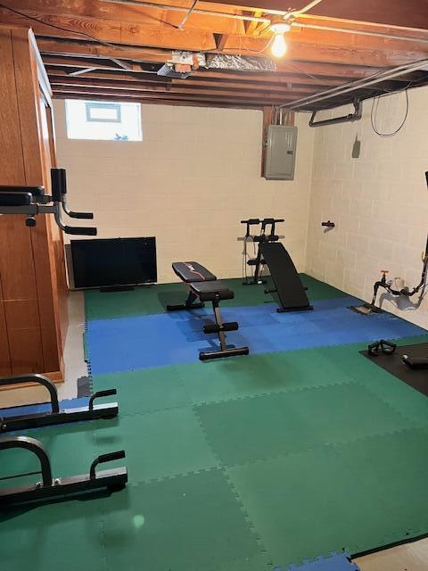 exercise area with electric panel
