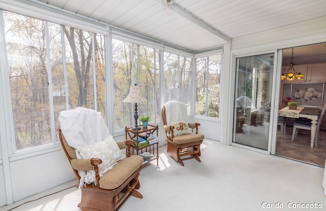 sunroom / solarium featuring carpet